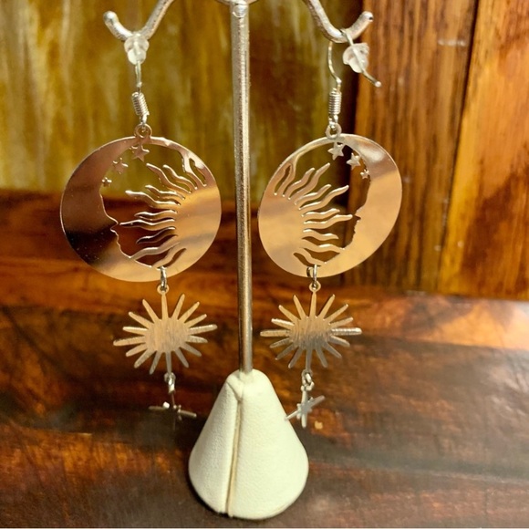 The Moon The Sun and the Stars Boho Dangler Earrings - Picture 5 of 6